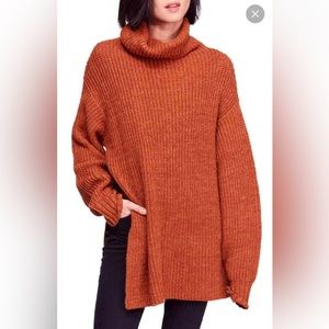 Free People Eleven Woman's Turtleneck Sweater in Cocoa Size Small